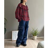 ラッフルカラー2wayチェックブラウス | Jewelobe | 詳細画像7 