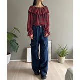 ラッフルカラー2wayチェックブラウス | Jewelobe | 詳細画像9 