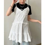 フリル×コットンストライプビスチェディテールキャミチュニック | Jewelobe | 詳細画像1 