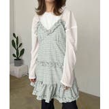 グレーミックス | フリル×コットンストライプビスチェディテールキャミチュニック | Jewelobe