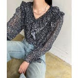 ブラック | パワーショルダーフリルシアートップス | Jewelobe