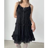 ブラック | フリル×レースビスチェディテールキャミチュニック | Jewelobe