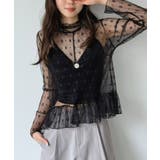 フラワードットチュールペプラムシアートップス | Jewelobe | 詳細画像17 