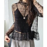 フラワードットチュールペプラムシアートップス | Jewelobe | 詳細画像19 