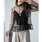 フラワードットチュールペプラムシアートップス | Jewelobe | 詳細画像20 