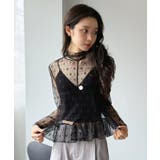 フラワードットチュールペプラムシアートップス | Jewelobe | 詳細画像21 
