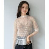 フラワードットチュールペプラムシアートップス | Jewelobe | 詳細画像4 