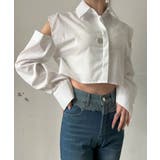 ホワイト | ショルダーカットアウトクロップドシャツ | Jewelobe