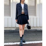 ブラック | コンパクトジャケット×プリーツミニスカートセットアップ | Jewelobe
