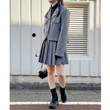 グレー | コンパクトジャケット×プリーツミニスカートセットアップ | Jewelobe
