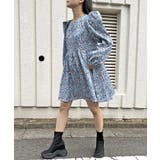 ブラック | ポップフラワーパワーショルダーミニワンピース | Jewelobe