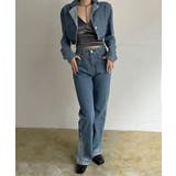 クロップドテーラージャケット×ベルボトムルーズパンツ デニムセットアップ | Jewelobe | 詳細画像1 