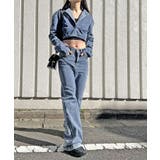 クロップドテーラージャケット×ベルボトムルーズパンツ デニムセットアップ | Jewelobe | 詳細画像12 