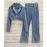クロップドテーラージャケット×ベルボトムルーズパンツ デニムセットアップ | Jewelobe | 詳細画像18 