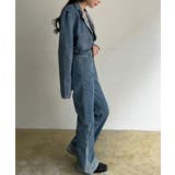 クロップドテーラージャケット×ベルボトムルーズパンツ デニムセットアップ | Jewelobe | 詳細画像2 