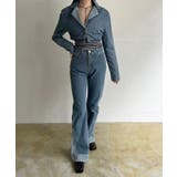 クロップドテーラージャケット×ベルボトムルーズパンツ デニムセットアップ | Jewelobe | 詳細画像3 