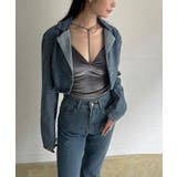 クロップドテーラージャケット×ベルボトムルーズパンツ デニムセットアップ | Jewelobe | 詳細画像4 