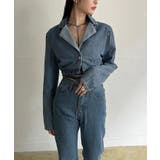 クロップドテーラージャケット×ベルボトムルーズパンツ デニムセットアップ | Jewelobe | 詳細画像5 