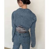 クロップドテーラージャケット×ベルボトムルーズパンツ デニムセットアップ | Jewelobe | 詳細画像6 