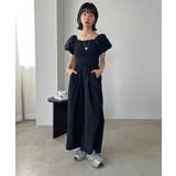 ブラック | バルーンスリーブシャーリングオールインワン | Jewelobe