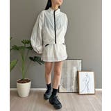 バイカラーパイピングナイロンタッチブルゾン&ミニスカパンセットアップ | Jewelobe | 詳細画像2