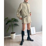 モカ | バイカラーパイピングナイロンタッチブルゾン&ミニスカパンセットアップ | Jewelobe