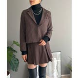 ブラウン | ピンストライプジャケット×プリーツスカート セットアップ | Jewelobe