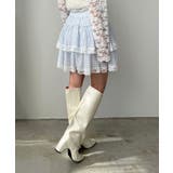 サックスブルー | ギンガムチェックティアードミニスカート | Jewelobe