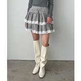 ブラック | ギンガムチェックティアードミニスカート | Jewelobe