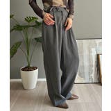 グレー | 【柄と素材が選べる】ハイウエストセミワイドタックパンツ | Jewelobe