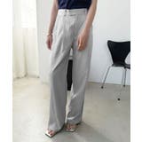 ライトグレー | 【柄と素材が選べる】ハイウエストセミワイドタックパンツ | Jewelobe