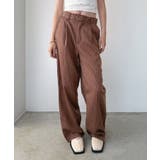 ブラウン | 【柄と素材が選べる】ハイウエストセミワイドタックパンツ | Jewelobe