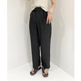 ブラック | 【柄と素材が選べる】ハイウエストセミワイドタックパンツ | Jewelobe