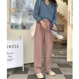 ピンク | 【柄と素材が選べる】ハイウエストセミワイドタックパンツ | Jewelobe