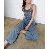 サックスブルー | ワイドストレートデニムオーバーオール | Jewelobe