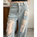 レースカバードダメージワイドデニムパンツ | Jewelobe | 詳細画像6 