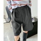 グレー | ウールタッチタックハーフパンツ | Jewelobe