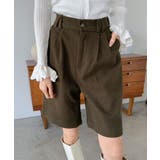 ブラウン | ウールタッチタックハーフパンツ | Jewelobe