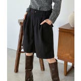 ブラック | ウールタッチタックハーフパンツ | Jewelobe