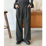 ブラック | ウールタッチオーバーチェックワイドパンツ | Jewelobe