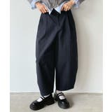 ネイビー | カーブシルエットクロップドパンツ | Jewelobe