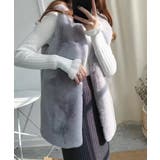 グレー | フェイクファーベスト | Jewelobe