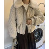 ベージュ | 2wayボアカラー中綿キルティングブルゾン | Jewelobe