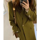 カーキ | ピークドラペルアシンメトリーコート | Jewelobe