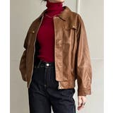 ブラウン | CPOジップアップフェイクレザーブルゾン | Jewelobe