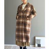 ブラウン | オンブレチェックチェスターコート | Jewelobe