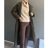 ブラウン | ワイドラペルラップロングコート | Jewelobe