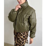 カーキ | シンセティックレザー中綿ブルゾン | Jewelobe