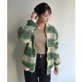グリーン | 起毛チェックオーバーサイズブルゾン | Jewelobe
