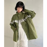 カーキ | レースフリルルーズモッズブルゾン | Jewelobe